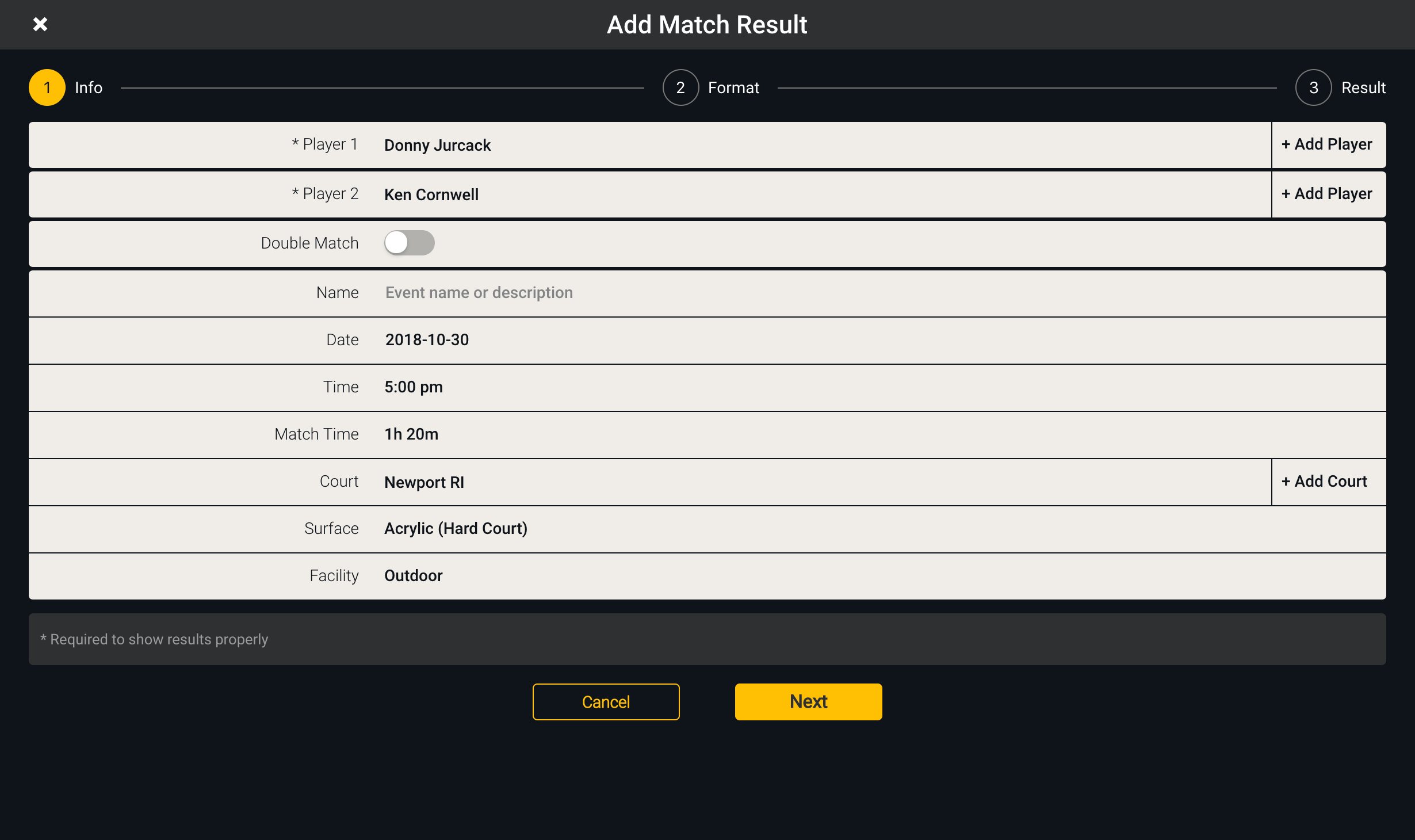 Add Match Step 1