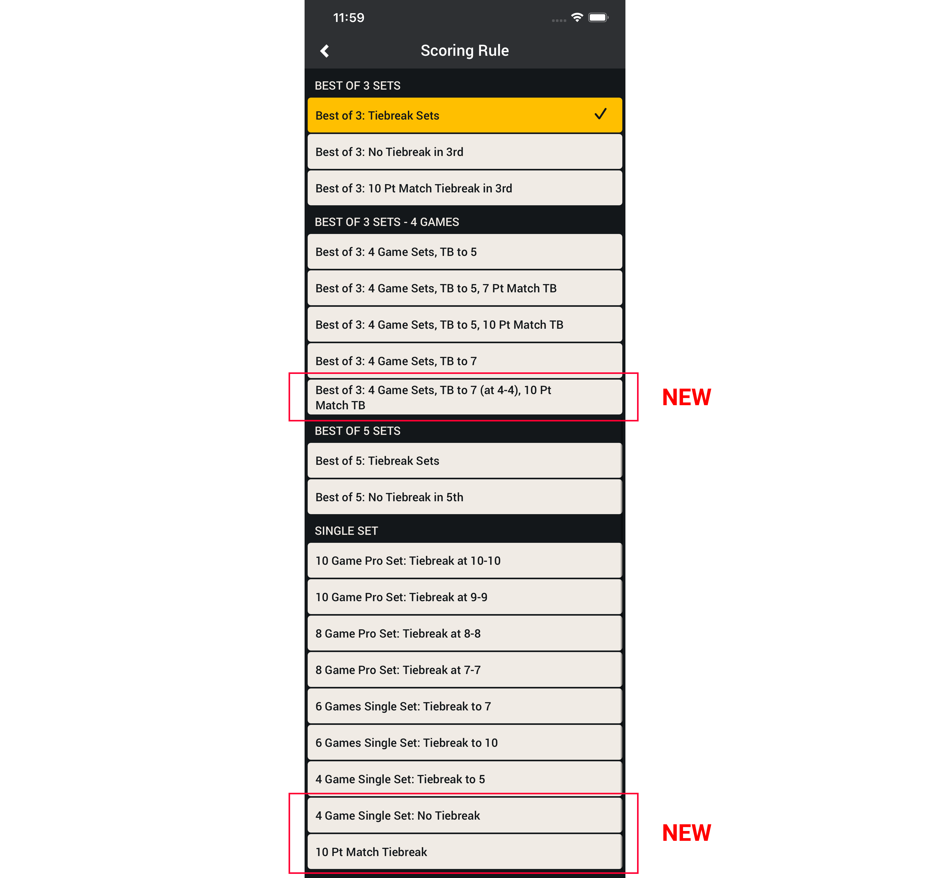 Smashpoint iOS app match scoring rules