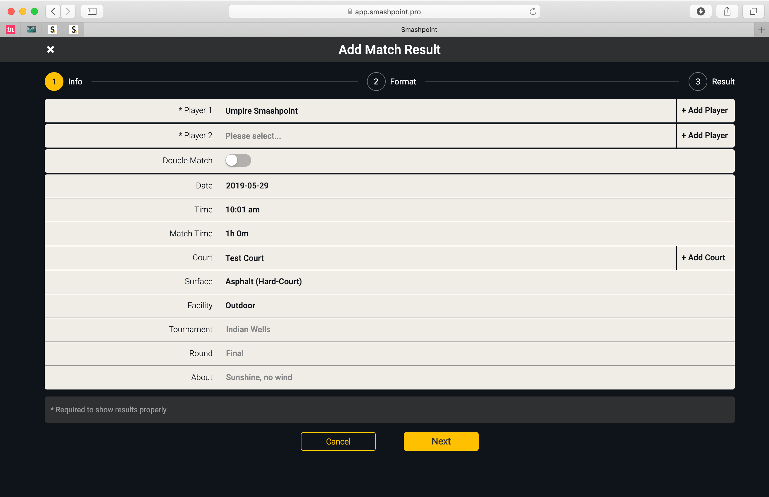 Smashpoint Web App – Add Match